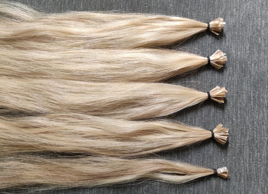 dark blonde strands rebonded